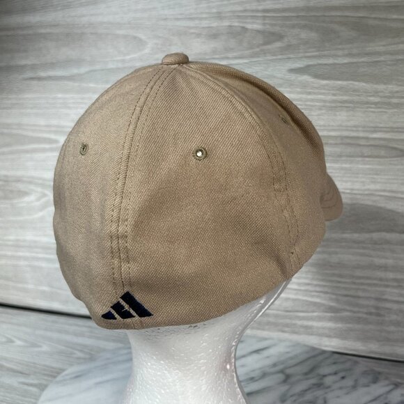 Adidas Dad Hat Size L/XL Tan Khaki Baseball Cap Navy Logo Embroidered Wool Blend - Picture 9 of 9